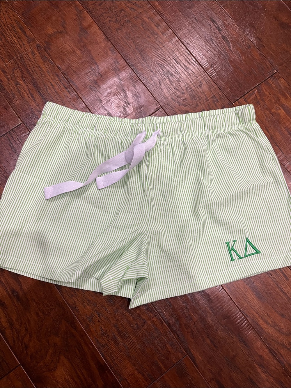 Light Green Kappa Delta Seersucker Shorts with Drawstring